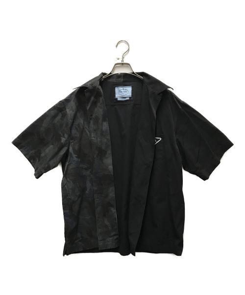 PRADA（プラダ）PRADA (プラダ) ダブルマッチポプリン半袖シャツ ブラック サイズ:XLの古着・服飾アイテム