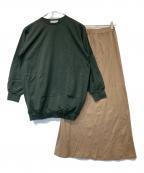 RIM.ARKリムアーク）の古着「Back volume skirt set up（バックボリュームスカートセットアップ）460EAL83-0150」｜ベージュ×グリーン