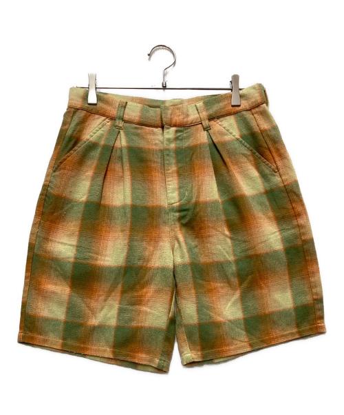 stussy（ステューシー）stussy (ステューシー) ハーフパンツ グリーン×イエロー サイズ:Sの古着・服飾アイテム