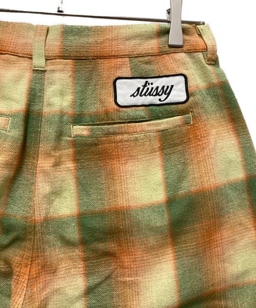 stussy（ステューシー）stussy (ステューシー) ハーフパンツ グリーン×イエロー サイズ:Sの古着・服飾アイテム
