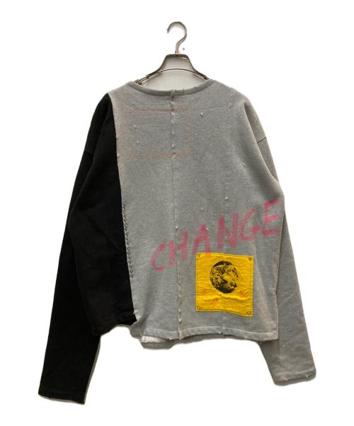 99%is（ナインティナインパーセントイズ）99%is (ナインティナインパーセントイズ) 4CUTTING SWEAT ブラック×グレー サイズ:表記無しの古着・服飾アイテム