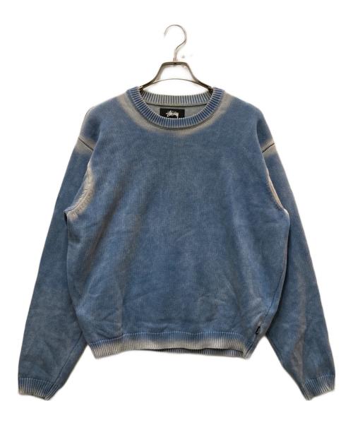 stussy（ステューシー）stussy (ステューシー) FADED COTTON KNIT CREW ブルー サイズ:Sの古着・服飾アイテム