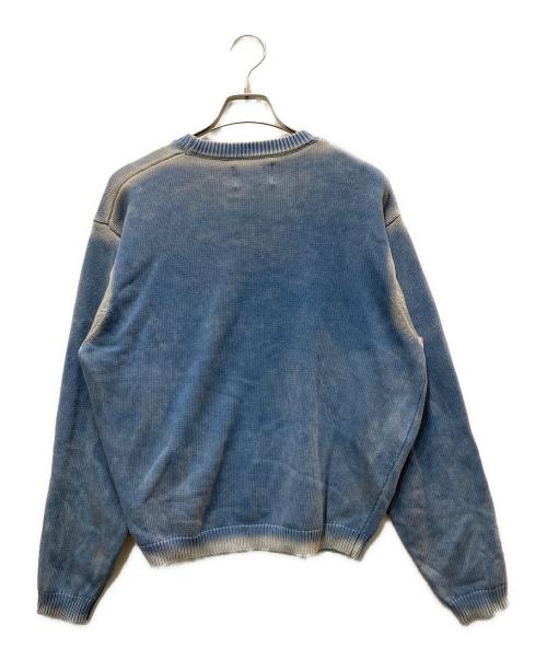 stussy（ステューシー）stussy (ステューシー) FADED COTTON KNIT CREW ブルー サイズ:Sの古着・服飾アイテム
