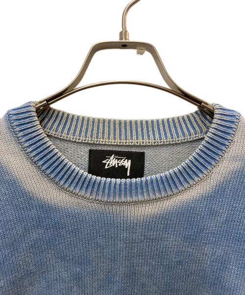 stussy（ステューシー）stussy (ステューシー) FADED COTTON KNIT CREW ブルー サイズ:Sの古着・服飾アイテム