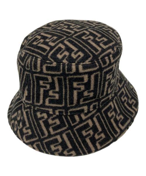 FENDI（フェンディ）FENDI (フェンディ) ウールズッカ柄バケットハット ブラック×ブラウン サイズ:Mの古着・服飾アイテム