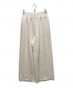 BEARDSLEYビアズリー）の古着「ドレープダブルクロスウエストリブパンツ」｜ホワイト