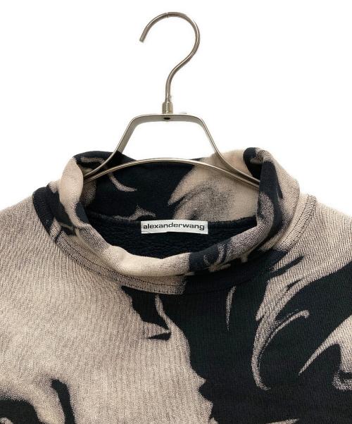 ALEXANDER WANG（アレキサンダー・ワン）ALEXANDER WANG (アレキサンダー・ワン) スモークプリントモックネックニット ホワイト×ブラック サイズ:Sの古着・服飾アイテム