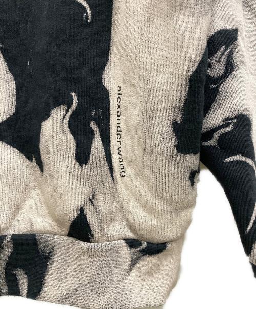 ALEXANDER WANG（アレキサンダー・ワン）ALEXANDER WANG (アレキサンダー・ワン) スモークプリントモックネックニット ホワイト×ブラック サイズ:Sの古着・服飾アイテム