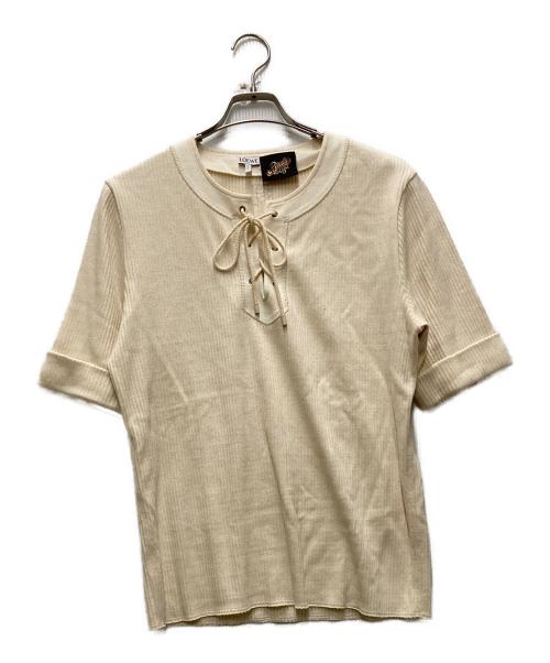 LOEWE（ロエベ）LOEWE (ロエベ) アナグラムレースアップカットソー ベージュ サイズ:Mの古着・服飾アイテム