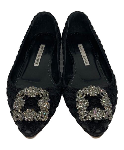 Manolo Blahnik（マノロブラニク）Manolo Blahnik (マノロブラニク) ハンギシフラットシューズ ブラック サイズ:35 1/2の古着・服飾アイテム
