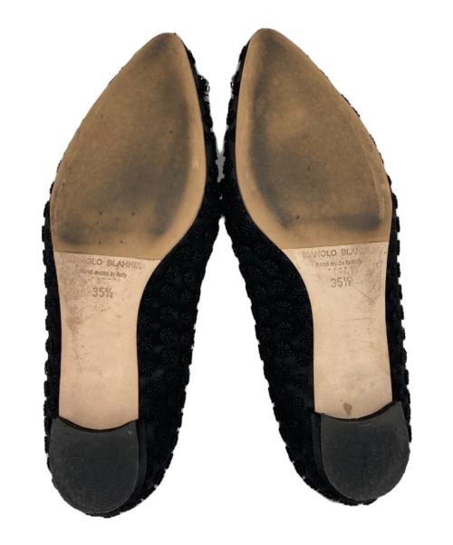 Manolo Blahnik（マノロブラニク）Manolo Blahnik (マノロブラニク) ハンギシフラットシューズ ブラック サイズ:35 1/2の古着・服飾アイテム