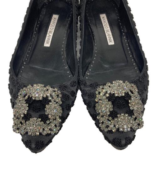 Manolo Blahnik（マノロブラニク）Manolo Blahnik (マノロブラニク) ハンギシフラットシューズ ブラック サイズ:35 1/2の古着・服飾アイテム