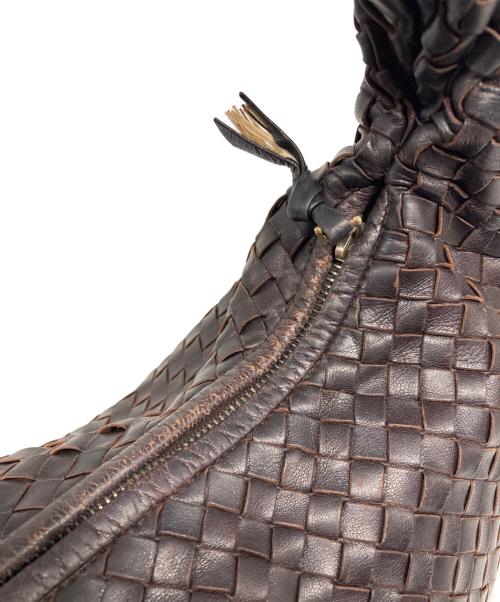 BOTTEGA VENETA（ボッテガベネタ）BOTTEGA VENETA (ボッテガベネタ) イントレチャートホーボーバッグ ブラウンの古着・服飾アイテム