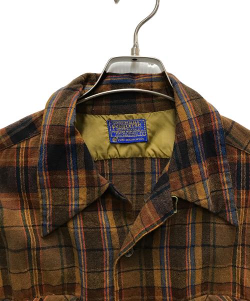 PENDLETON（ペンドルトン）PENDLETON (ペンドルトン) 60s～70s ウールチェックシャツ ブラウン サイズ:Lの古着・服飾アイテム