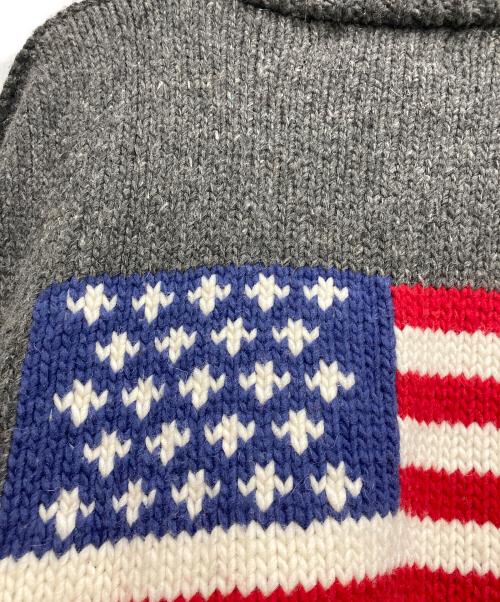 ISHKA（ISHKA）ISHKA (ISHKA) 90s星条旗ハイネックニット グレー サイズ:Freeの古着・服飾アイテム