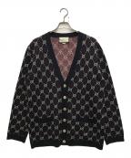 GUCCIグッチ）の古着「ダイヤモンドアーガイルGGカーディガン」｜ネイビー