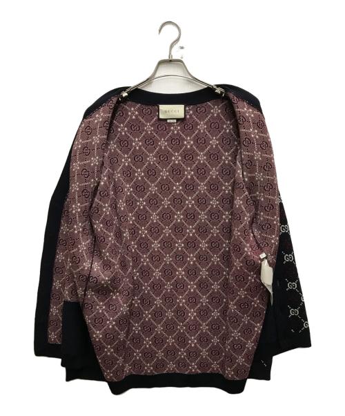 GUCCI（グッチ）GUCCI (グッチ) ダイヤモンドアーガイルGGカーディガン ネイビー サイズ:XLの古着・服飾アイテム