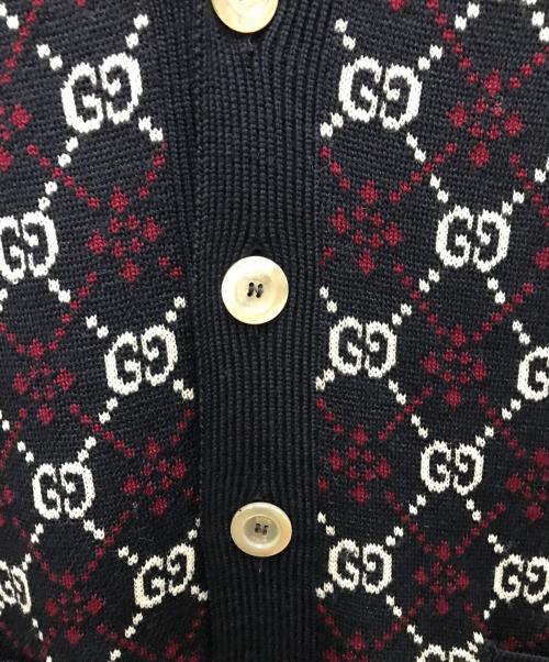 GUCCI（グッチ）GUCCI (グッチ) ダイヤモンドアーガイルGGカーディガン ネイビー サイズ:XLの古着・服飾アイテム