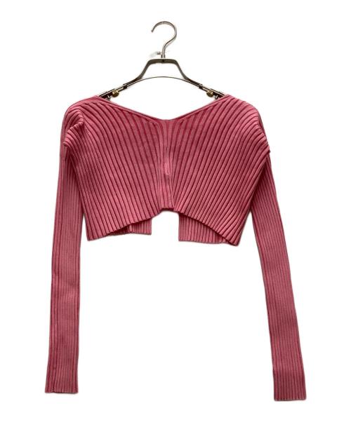 jacquemus（ジャックムス）jacquemus (ジャックムス) クロップドリブニットカーディガン ピンク サイズ:38の古着・服飾アイテム