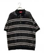 SUPREMEシュプリーム）の古着「Sequin Stripe Zip  Polo」｜ブラック