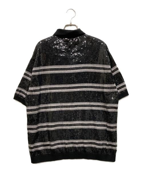 SUPREME（シュプリーム）Supreme (シュプリーム) Sequin Stripe Zip  Polo ブラック サイズ:Mの古着・服飾アイテム
