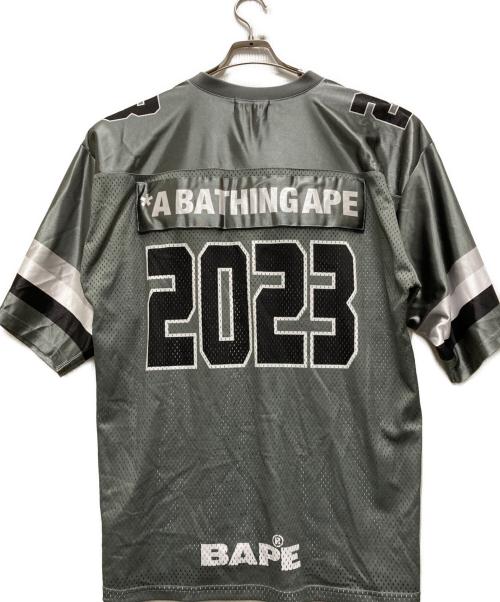 A BATHING APE（アベイシングエイプ）A BATHING APE (アベイシングエイプ) FOOTBALL JERSEY グレー サイズ:Lの古着・服飾アイテム