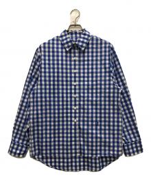 ADER error（アーダーエラー）の古着「ギンガムチェックロゴシャツ」｜ブルー×ホワイト