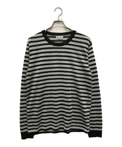 BED J.W. FORD（ベッドフォード）BED J.W. FORD (ベッドフォード) ボーダーセーター グレー×ブラック サイズ:1の古着・服飾アイテム