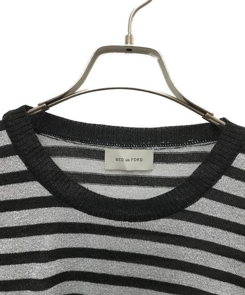 BED J.W. FORD（ベッドフォード）BED J.W. FORD (ベッドフォード) ボーダーセーター グレー×ブラック サイズ:1の古着・服飾アイテム