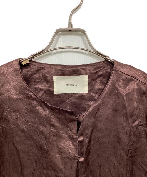 TODAYFUL（トゥデイフル）TODAYFUL (トゥデイフル) ヴィンテージサテンフリルシャツ / Vintagesatin Frill Shirts パープル サイズ:freeの古着・服飾アイテム