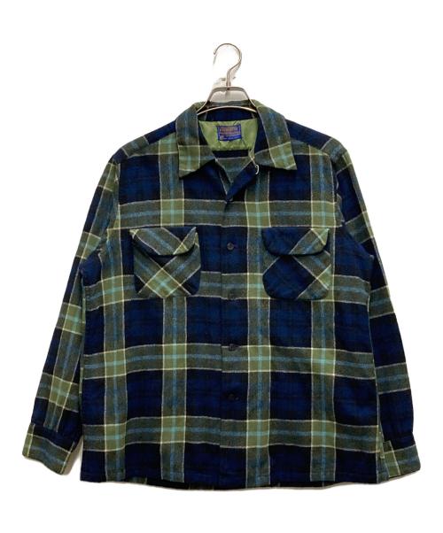 PENDLETON（ペンドルトン）PENDLETON (ペンドルトン) 60's チェックボードシャツ ネイビー×グリーン サイズ:Ⅼの古着・服飾アイテム
