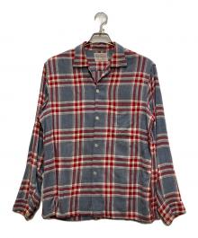 TOWN CRAFT（タウンクラフト）の古着「50's～ ウールチェックオープンカラーシャツ」｜レッド×ブルー