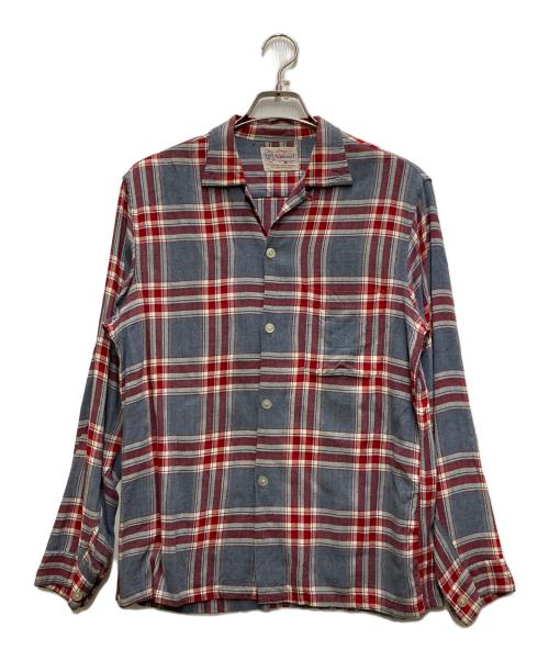 TOWN CRAFT（タウンクラフト）TOWN CRAFT (タウンクラフト) 50's～ ウールチェックオープンカラーシャツ レッド×ブルー サイズ: 15 1/2の古着・服飾アイテム