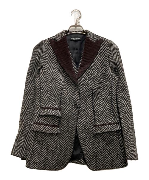 DOLCE & GABBANA（ドルチェ＆ガッバーナ）DOLCE & GABBANA (ドルチェ＆ガッバーナ) ヘリンボーンジャケット グレー サイズ:38の古着・服飾アイテム