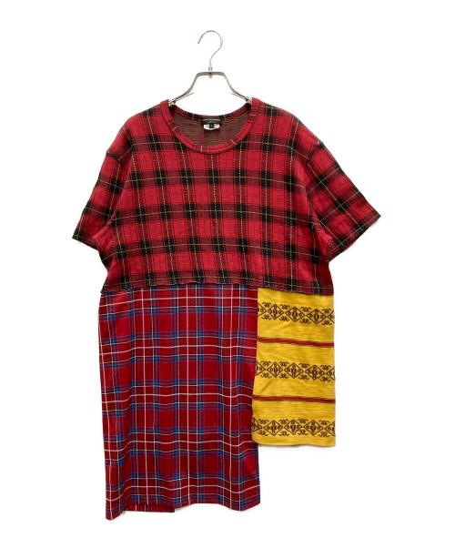 COMME des GARCONS HOMME PLUS（コムデギャルソンオムプリュス）COMME des GARCONS HOMME PLUS (コムデギャルソンオムプリュス) 20AW パッチワークTシャツ レッド サイズ:Lの古着・服飾アイテム