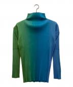 PLEATS PLEASEプリーツプリーズ）の古着「グラデーションプリーツカットソー」｜ブルー×グリーン