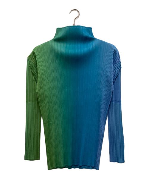 PLEATS PLEASE（プリーツプリーズ）PLEATS PLEASE (プリーツプリーズ) グラデーションプリーツカットソー ブルー×グリーン サイズ:FREEの古着・服飾アイテム