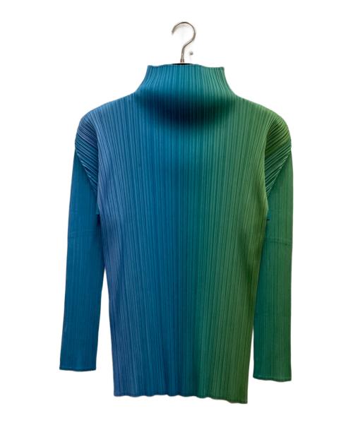 PLEATS PLEASE（プリーツプリーズ）PLEATS PLEASE (プリーツプリーズ) グラデーションプリーツカットソー ブルー×グリーン サイズ:FREEの古着・服飾アイテム