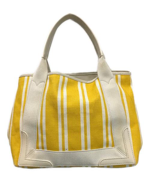 BALENCIAGA（バレンシアガ）BALENCIAGA (バレンシアガ) ネイビーカバスS トートバッグ イエロー×ホワイトの古着・服飾アイテム