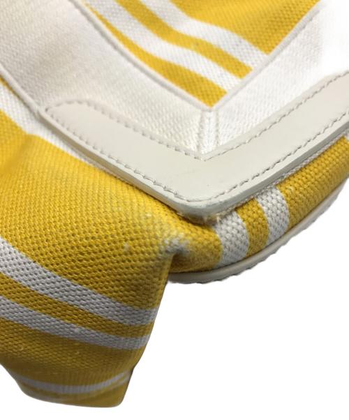 BALENCIAGA（バレンシアガ）BALENCIAGA (バレンシアガ) ネイビーカバスS トートバッグ イエロー×ホワイトの古着・服飾アイテム