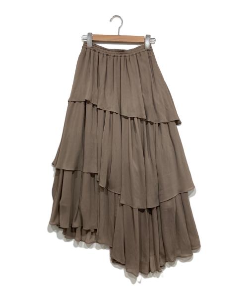 anuans（アニュアンス）anuans (アニュアンス) ランダムヘムティアードスカート ブラウン サイズ:Fの古着・服飾アイテム