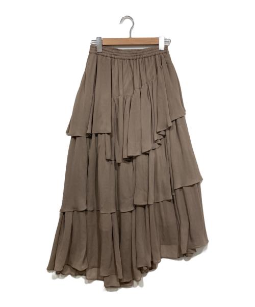 anuans（アニュアンス）anuans (アニュアンス) ランダムヘムティアードスカート ブラウン サイズ:Fの古着・服飾アイテム