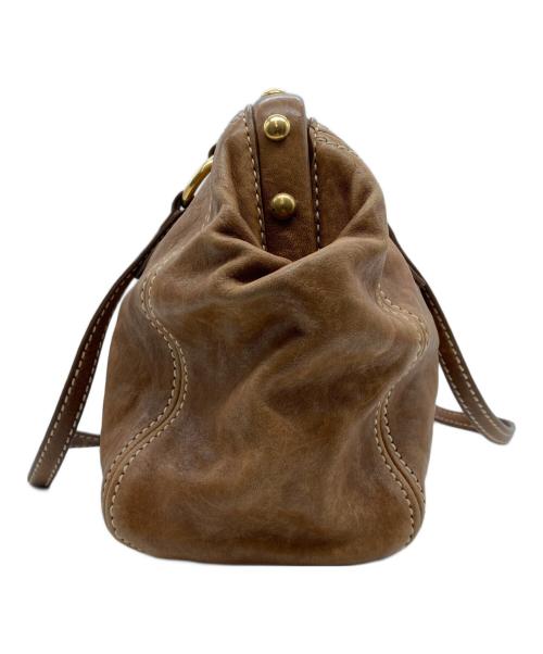 MIU MIU（ミュウミュウ）MIU MIU (ミュウミュウ) レザートートバッグ ブラウンの古着・服飾アイテム