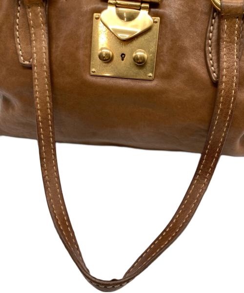 MIU MIU（ミュウミュウ）MIU MIU (ミュウミュウ) レザートートバッグ ブラウンの古着・服飾アイテム