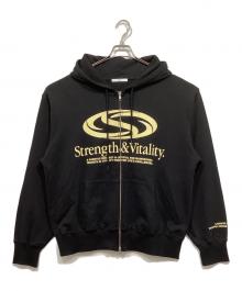 SLY（スライ）の古着「PRINT OVER HOODIE」｜ブラック