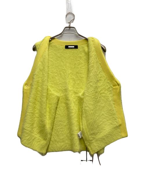 AMBERGLEAM（アンバーグリーム）AMBERGLEAM (アンバーグリーム) Feather Knit Gilet ネオイエロー サイズ:SHORTの古着・服飾アイテム