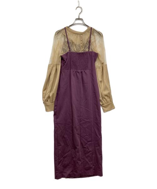 Ezick（エジック）Ezick (エジック) レーストップドレス ベージュ×ボルドー サイズ:Fの古着・服飾アイテム