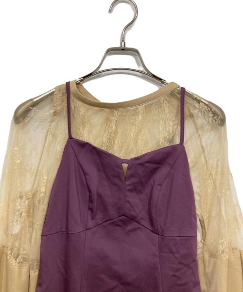 Ezick（エジック）Ezick (エジック) レーストップドレス ベージュ×ボルドー サイズ:Fの古着・服飾アイテム