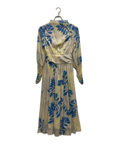 Ameri（アメリ）Ameri (アメリ) MEDI ROLLER ART CHIFFON DRESS ベージュ×ブルー サイズ:Ⅿの古着・服飾アイテム