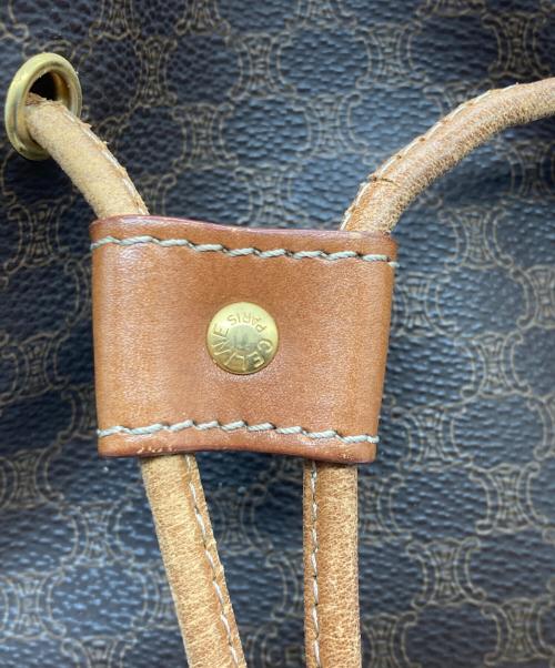 CELINE（セリーヌ）CELINE (セリーヌ) マカダム柄巾着ショルダーバッグ ブラウンの古着・服飾アイテム